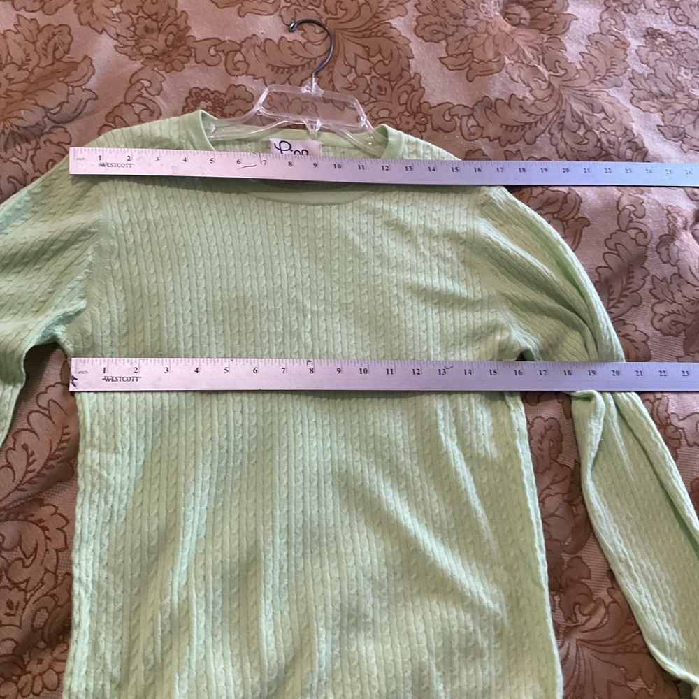 Lilly Pulitzer Cashmere Cable Knit Sweater, Light Green, Long Sleeve Crew, Sz M - Picture 7 of 8
